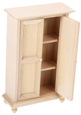JOINPAYA Miniatur Holzschrank Für Puppenhaus Doppelter Schrank Möbel Für Kleine Häuser Zubehör Für DIY Mini-deko Leichtes Und Platzsparendes Design