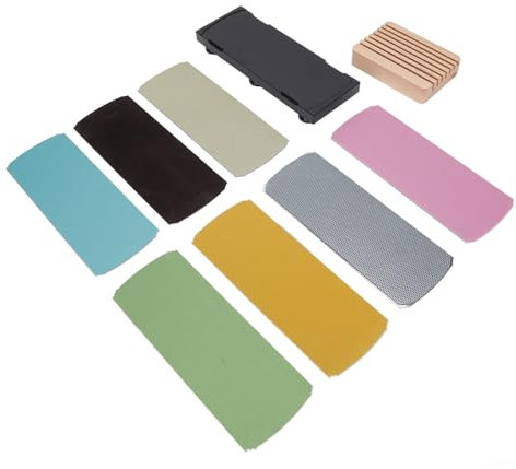 Sharpening Kit, Sharpening Stone Set with Base, Coarse to Ultra Fine Grit, Magnetic Base, for Chefs and Home Cooks, Leather Sheet