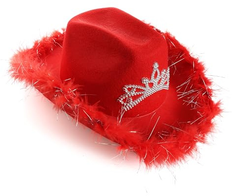 Cowboy- & Cowgirl-Hüte für Erwachsene, verschiedene Farben & Stile mit Marabu-Besatz, Diamanten, Diademe oder Sternnieten – Kostümzubehör für Junggesellinnenabschiede, Festivals & Themen-Events