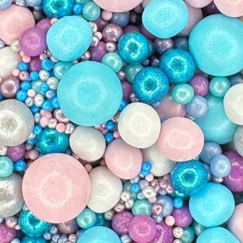 A Pinch Of - Pearls Mix - Stitch Cake Topper Sprinkles - 30g Edible Pearl Ball Stitch Cake Decorations - Shimmer Indigo, Purple, Blue, Aubergine & Pink Ohana Themed Cake Sprinkles