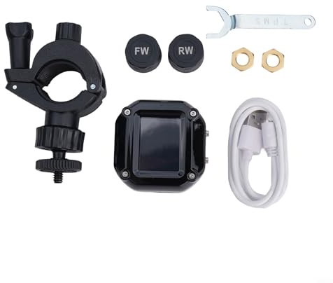 Honseadek Système de surveillance de la pression des pneus de moto sans fil, avec 2 capteurs externes, écran LCD numérique, alertes de pression et de température réelles