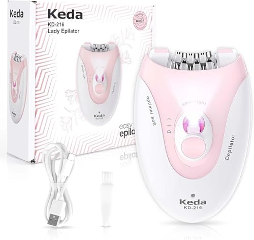 Epilator,Rechargeable Epilator for Women,LED Light Facial Hair Removal for Women,Portable for Face, Arms, Legs & Bikini Line (Pink)