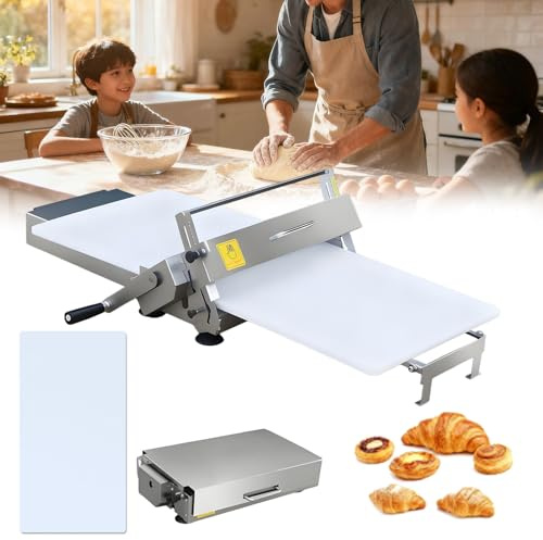 aromaoveite Macchina per Pasta Sfoglia Manuale Tutto in Uno | Sfogliatrice Manuale con Spessore Regolabile da 0 A 25 Mm, Adatta per Preparare Croissant, Paste Danesi, Pasta Sfoglia E Basi A:300