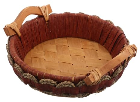 SMASOLO Cesta De Pan De Mimbre Cesta De Pan Redonda Bandeja De Servir Tejida Coffee