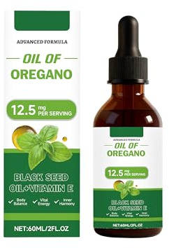 Oreganoolja | Med svart fröolja | Stöd för immun- och tarmrengöring| Icke-GMO, Vegan | 60ml/2oz,1pcs