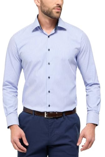 eterna Modern Fit Langarmhemd Citystreifen 8992-16-X14P, Größe 43, Farbe Blau