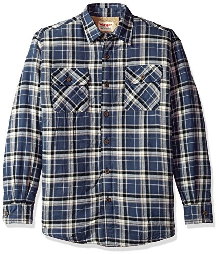 Wrangler Authentics Skjortjacka herr, långärmad, sherpafodrad flanellskjorta, Humör Indigo, XXL