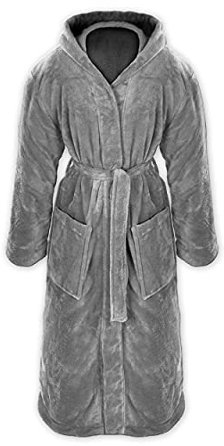 Gräfenstayn® Damen & Herren Kuschelfleece Bademantel mit Kapuze Größe S-XXXL mit Öko-Tex Standard 100 Flanell Fleece