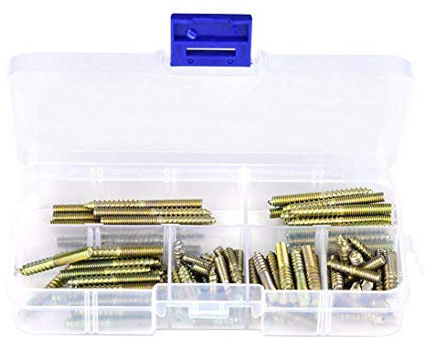 110pcs Hanger Bolts, M4 Dowel Screw Iron Double Ended Screws Zinc Plating Self Tapping Threaded Rods Bars Studs Woodworking