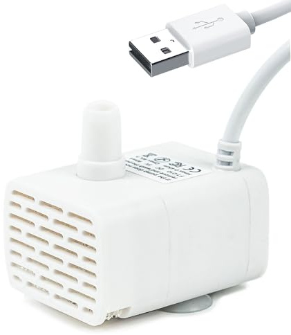 HAPUP Katzenbrunnen Wasserpumpe Trinkbrunnen für Katze Ersatzpumpe USB Mini pumpe 90L/H mit 2M Kabel für Katzen Trinkbrunnen Teich Aquarium