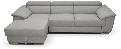 Domo Collection Ecksofa David mit Schlaffunktion und Bettkasten / L-Form / Größe: 272 cm x 166 cm x 78 cm (BxTxH) / Stoff: robuster Webstoff in grau / Schlafsofa mit Staufach und Rückenfunktion