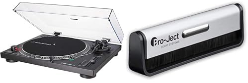 Audio-Technica AT-LP120XUSB Manual Direct-Drive Turntable (Analogue & USB) & Pro-Ject Brush it, Anti static record cleaner with highly conductive carbon brushes