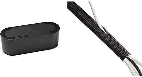 D-Line Cable Tidy Box, Hide and Conceal Extension Blocks and Electrical Cables - Small, Black & Cable Tidy Tube | Cable Management Sleeve – Black