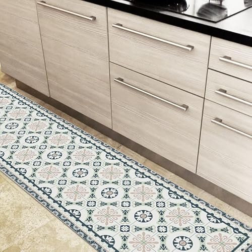 99 DECO - Tapis de Sol Antidérapant Carreaux DE Ciment Leonie - 120X200cm