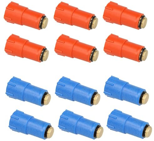 Baustopfen Set 1/2 mit Messinggewinde und Nullringdichtung Rot & Blau 12/20 / 50/100 Stück (12 Stück)