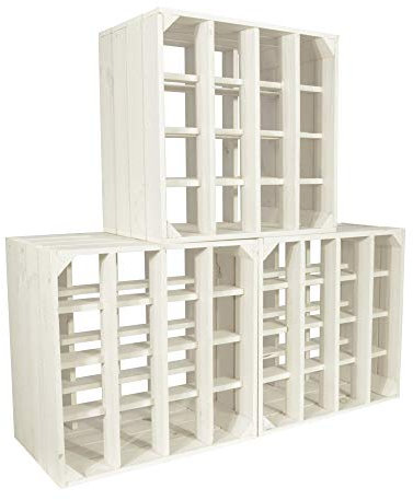 CHICCIE 3 Set Weinregal Wino aus Holz - Weiß + Regal Holzkiste