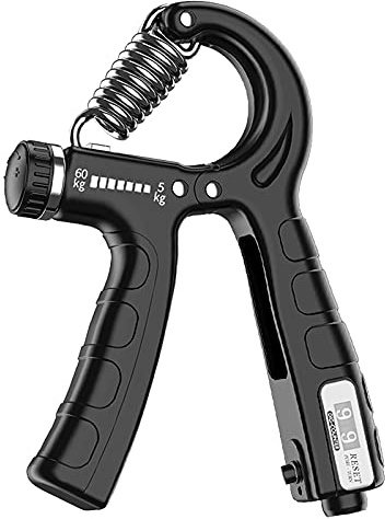 SHULLIN Handtränare underarm träningsutrustning grepptränare med räkningsfunktion, 5–60 kg justerbar fingertränare för handmuskelträning, handled, underarm styrketräning idrottare klättrare musiker