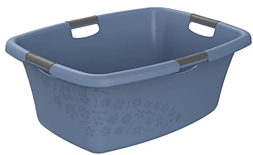 Rotho Flowers Wäschekorb 50l, Kunststoff, blau