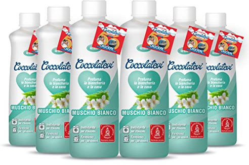 COCCOLATEVI Wäscheparfüm Weißer Moschus, 6 Packungen à 300 ml, zur Verwendung als Wäscheduft, Haushaltsduft oder Bodenreiniger.