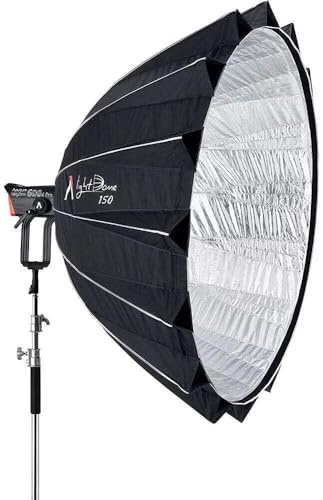 Aputure Light Dome 150 - Softbox 150 cm, Tessuto Nero, Inclusa Griglia di Controllo della Luce, Diffusione Frontale 1.5 Stop e 2.5 Stop, Adattatore Speed-Ring, Borsa per Trasporto