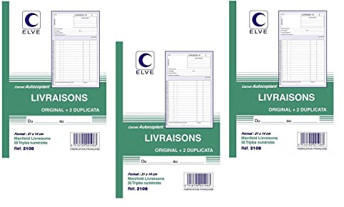 ELVE Lot de 3 Manifolds Livraison 140 x 210 mm 50 pages tripli