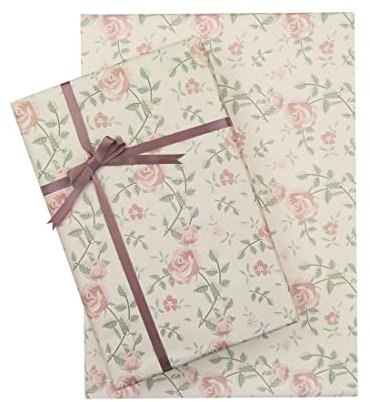 Geschenkpapier mit Rosen-Design, 4 gefaltete Bögen, Brautparty, Hochzeit, recycelbar, weißes Kraftpapier mit Schnur für Frauen und Mädchen, 70 x 50 cm