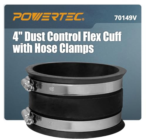 POWERTEC 70149V dammkontroll flex manschett med stålklämmor, 10 cm, 1 pack