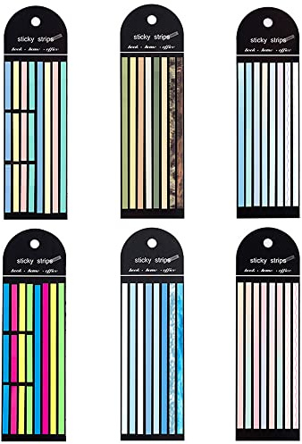 1280 Stück Textmarker-Bänder, Streifen, durchscheinend, fluoreszierend, Macaron-Neon-Farbverlauf, Index-Tabs, Haftnotizen, lange Seiten, farbige Tabs Notizfahnen Buch-Tabs Studenten Lehrer Büro Schule