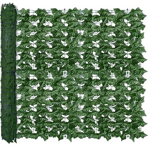 ODTORY Artificial Ivy Privacy Fence Wall Screen,40X120 in UV-Anti Faux Greenery Backdrop Ivy Vine Leaf Hedges Fence Panels for Patio, Balcony, Garden, Backyard Indoor Outdoor Green Wall Decor