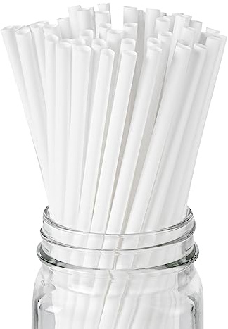 Restaurantware Drinking Straws 100 Pack of 8.25 Inches PLA Disposable Straws White Durable Sustainable For Hot and Cold Drinks