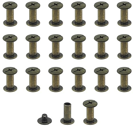 JJWNMLL Set di 20 rivetti a vite Chicago M5x12mm Viti per Rilegatura Chicago Kit Viti per Rilegatura rivetti Chicago, per Cintura in Pelle Libro Fai da Te Scrapbook Legatoria - colore bronzo