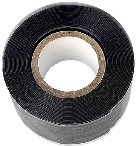 Ruban de réparation silicone isolant et auto-soudant, auto amalgamant, colmate les fuites, étirable et étanche aux UV, à l'air et à l'eau, conditions extrêmes, auto agrippant - Noir - 3m x 25mm