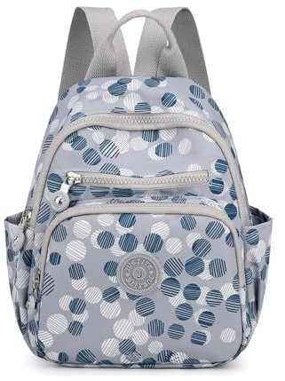 YANAIER Klein Rucksack Damen Wasserdicht Cityrucksack Daypacks Kleiner Rucksackhandtaschen Mädchen Schultaschen für Reise Freizeit Einkauf Blaue weiße Punkte
