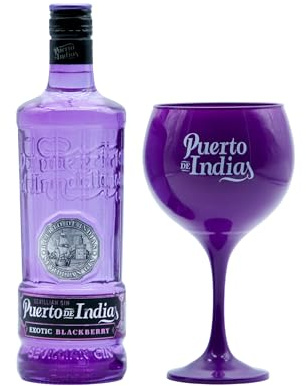 Puerto de Indias – Pack Ginebra Exotica Premium + Copa de Cristal Morada de Regalo – Pack Exotic Premium Gin – 70 cl – 37.5º