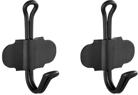 Wenko Wandhaken Nostalgie - Handtuch-Haken, Kleiderhaken, selbstklebend, Stahl, 6 x 8.5 x 5 cm, Schwarz (Packung mit 2)