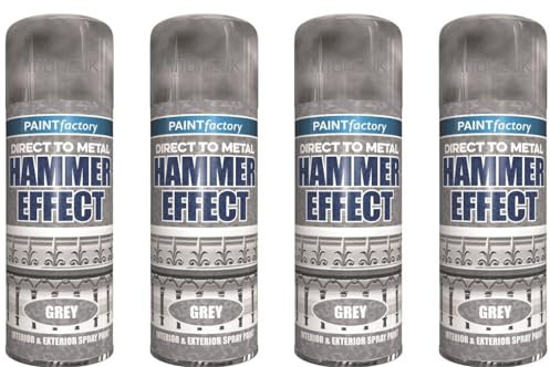 HitlineUK 4 x Direct to Metal Grey Metal Spray Paint - 400ml - For Metal, Wood, Furniture, Rust - 3 in 1 Primer, Undercoat & Topcoat - Outdoor & Indoor Surfaces