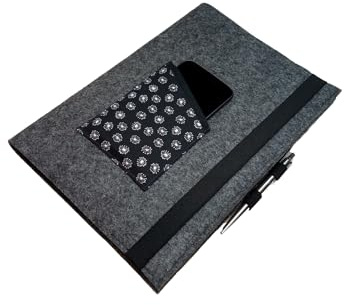 Kalenderhülle A4 Filz für Lehrerkalender Hardcover Buch Wollfilz mit Vorderfach für Buchkalender bis max. H 32cm x B 23 cm x T 3 cm herstellbar
