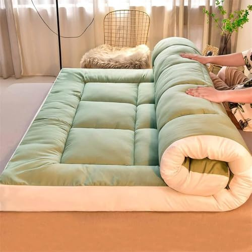 HUMAJORY Japanische Bodenmatratze, Extra Dicke Futon-Bodenmatratze Futon-Matratze, Faltbare Bodenbett-Campingmatratze(Green,180x200cm)