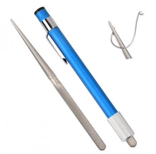 Afilador de Cuchillos de Diamante, Chaira para Afilar Cuchillos con Doble Cabeza y Mango Azul, Herramienta Multifuncional Portátil