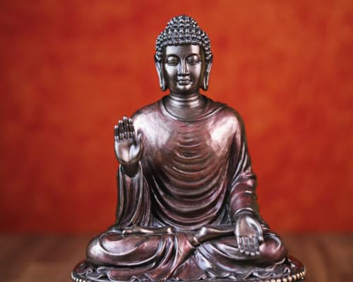 Lord Buddha Statue, 23 cm Bonded Bronze Buddha Statue, Abhaya Mudra Buddha Figure, Fearless Shakyamuni Buddha Idol, Meditation Room Decor