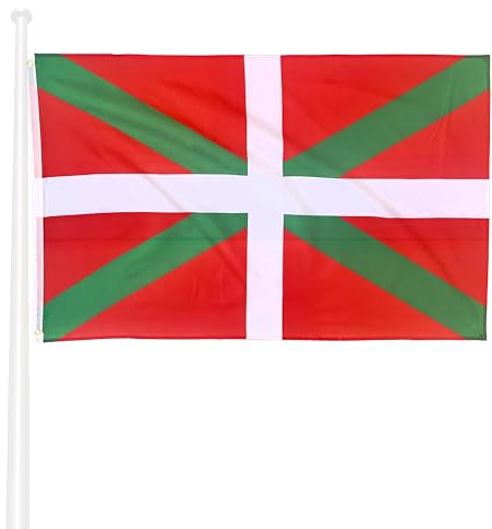 KliKil Bandiera Paesi Baschi ikurriña 150 x 90 cm con 2 occhielli metallici per un facile montaggio, stampa durevole resistente ai raggi UV e vento leggero