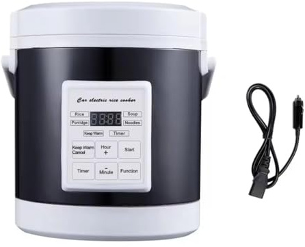 Arrocera eléctrica de 12 V/24 V para coche, máquina de cocción de gachas de avena, textura de metal para cocinar con calentamiento rápido