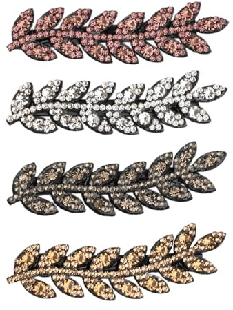 SXQLYH 4 fermagli per capelli con strass, fermagli per capelli a forma di foglia, fermagli antiscivolo a coccodrillo, accessori per capelli per ragazze e donne