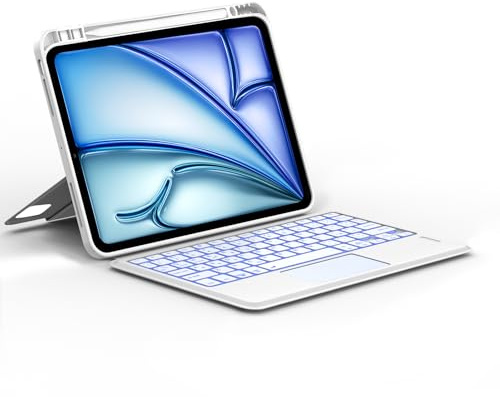 FOGARI Teclado con Trackpad para iPad Air 13 M4 2026/M3 2025/M2 2024 | Combo Touch para iPad Air 13 M2/M3/M4 2024/2025/2026 con Español Ñ Teclado Magnético Bluetooth con Touchpad, Blanco
