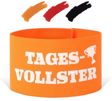 jiawaggag KapitänsbindeTagesvollster Armbinde mit Klett 35 * 7cm Armbinde Klettverschluss für Geburtstag Vereinsfeier Karneval Junggessellenabschiede (Parteien, Orange)