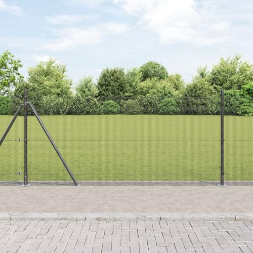 Brokky 3352553 Fence Post Set Set of 2 Grey Metal,Concrete 25 x 1 m Durable Sturdy and Durable Metal Fence Post,for Garden Patio and Outdoor Fence Post