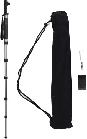 Monopode de caméra Extensible en Aluminium Monopode de Voyage Portable avec Sac de Transport Poignée de bâton de Marche 6 Sections jusqu'à 68,5 Pouces 1/4 Vis 3/8 Pouces