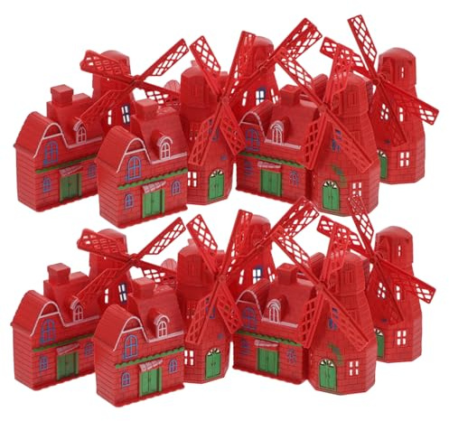 Toddmomy 10pcs Mini Windmill Statue Dutch Windmill Ornament for Micro Landscape Fairy Garden Decoration Garden Ornaments