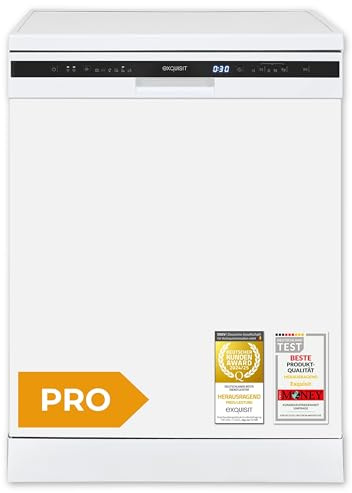 Exquisit PRO Geschirrspüler 60 cm, Unterbaufähig, EEK: C, 14 Maßgedecke, Besteckschublade, Automatische Türöffnung, Startzeitvorwahl, 11 Liter, GSP56314-030C weiss