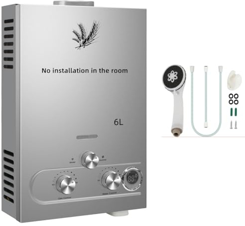 6L Chauffe Eau à Gaz,6 L/min,Instantané Chauffe Bain à Gaz Propane ou Butane,12KW Chaudière Instantanée à GPL avec Mode Hiver et Mode été pour Maison Camping Caravane